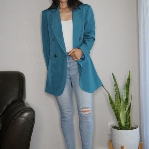 Oscar de La Renta Double Breasted SlateBlue Blazer size 10 - Picture 5 of 15